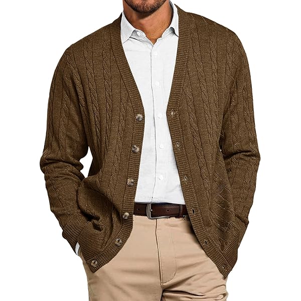 FTC \"HEATHER SHAGGY CARDIGAN\" - ブラウン L Zeagoo Womens 2025 Long Sleeve Chunky Cable Knit Fall